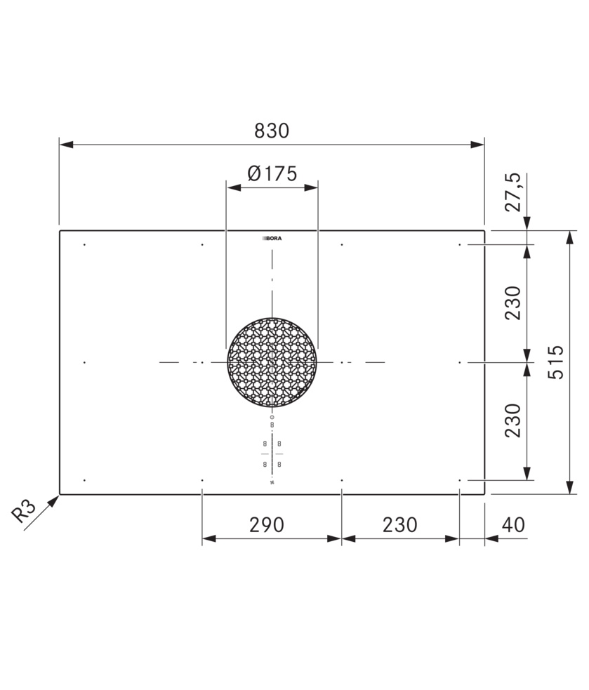Сплошная индукционная варочная панель BORA X Pure 2 со встроенной вытяжкой / вытяжной вентиляцией. Г