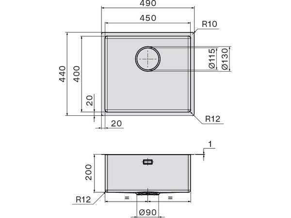Мойка Falmec SCO4500U.00#SSF 490x440